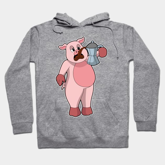 Pig with Coffee pot Hoodie by Markus Schnabel